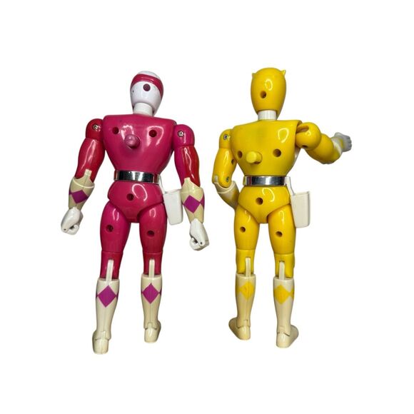 Vintage Bandai Power Rangers Karate Chop Kick Yellow & Pink Action Figures 1994 - Picture 2 of 10